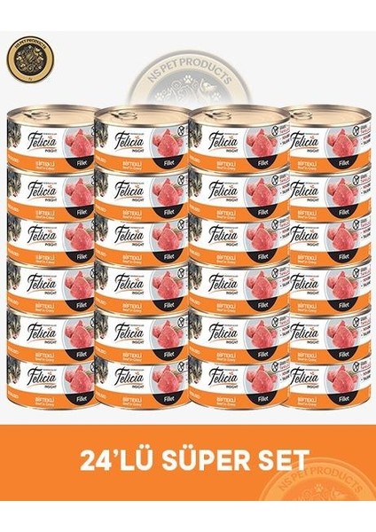 Kısırlaştırılmış Biftekli Fileto Yetişkin Kedi Konservesi 24X85GR