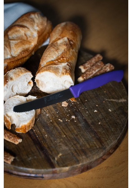 Mor Sebze Bıçağı – Tırtıklı, 22 Cm, Paslanmaz Alman Çeliği, Ergonomik Sap (Tekli)