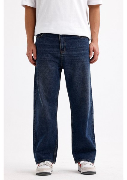 Erkek Mavi Baggy Bol Kot Pantolon Bol Paça fiyatları