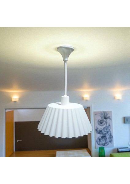 Ceresshop Modern Tasarımlı 3D Baskı Dekoratif Tavan Avizesi – Beyaz