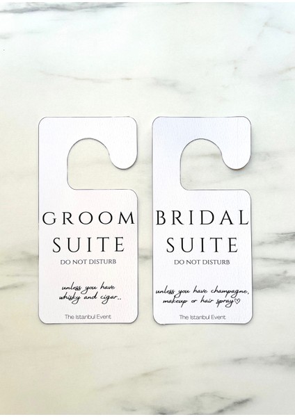 Gelin Odası ve Damat Odası Ikili Beyaz Kapı Kolu Askısı - Bridal Suite Groom Suite Do Not Disturb
