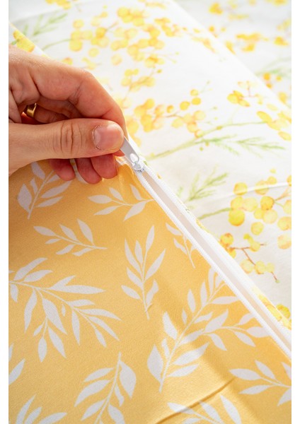 Lorisa Sarı Çift Kişilik Nevresim Takımı Pamuklu