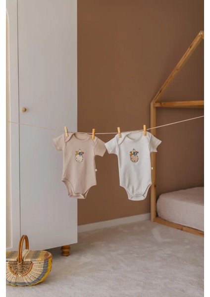 Premium %100 Pamuklu Çıt Çıtlı Nakışlı Bebek Zıbın Body 2li Set Takım modelleri
