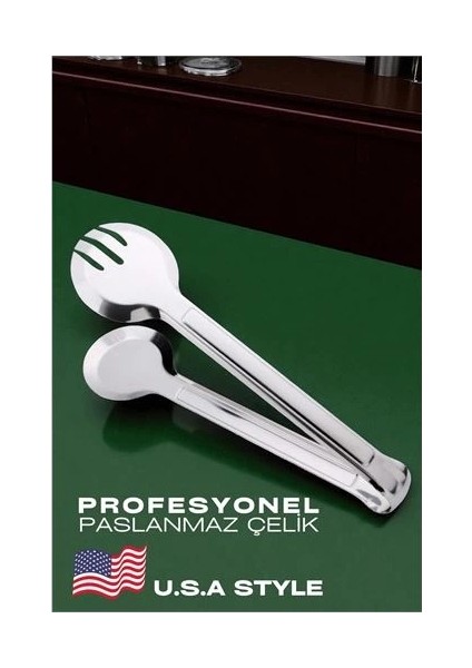 Bx Amerikan Tip Mutfak Maşası 304 Paslanmaz Çelik Makarna Pasta Salata Çok Amaçlı Maşa