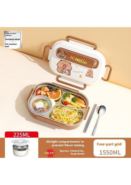 Gıda Sınıfı Yalıtımlı Öğle Yemeği Kutusu 316 Paslanmaz Çelik Öğrenci Büyük Kapasiteli Öğle Yemeği Kutusu (Yurt Dışından)