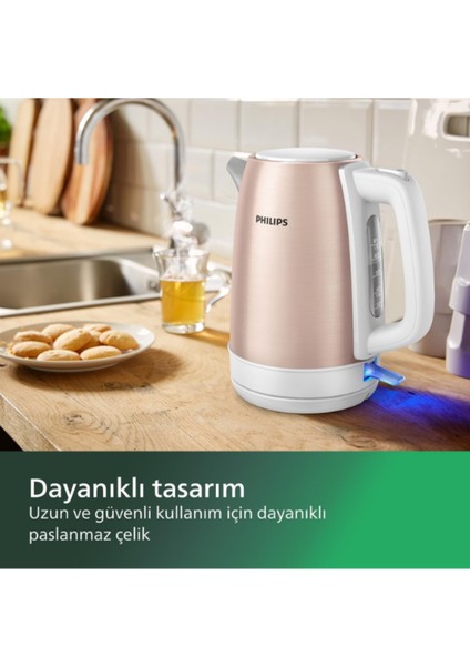 1,7 Litre Pembe Çelik Çaydanlık Gizli Rezistanslı, Şık ve Kullanışlı Tasarım