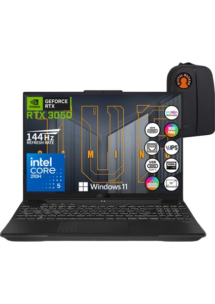 Tuf F16 Core 5 210H 16GB Ram 512GB SSD RTX3050 16" 144Hz Wuxga Fhd+ W11 Taşınabilir Bilgisayar