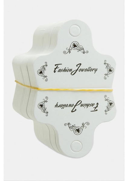 Allzey Siyah Çiçek Kolye Kartı 200 Adet-Beyaz