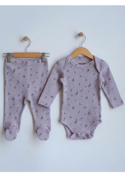 Kız Bebek Çiçek Desenli Body Alt Takım