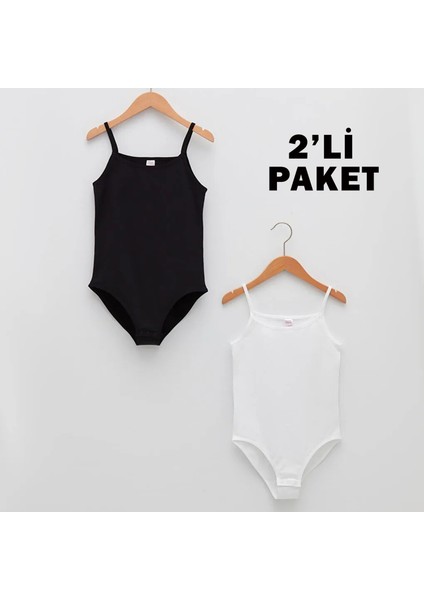 Kız Çocuk Ip Askılı Çıtçıtlı Body 4523 2'li Paket