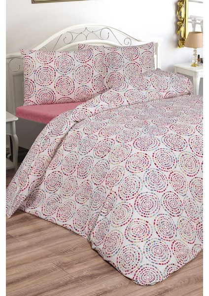 Vivi Çift Kişilik Lastikli Çarşaflı Nevresim Takımı Kırmızı