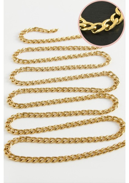 Allzey 5 mm Düz Sarı Renkli Çelik Zincir 1 Metre-Sarı