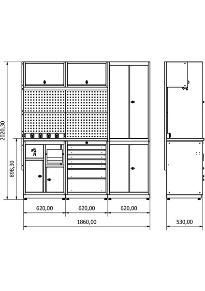 DP.35.100.02 Dolapsan Modüler Çalışma Tezgahı modelleri
