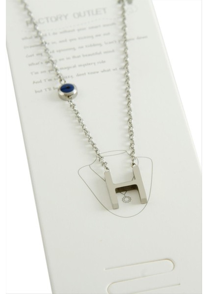 Allzey Gümüş Renkli Harfli Çelik Kolye-H