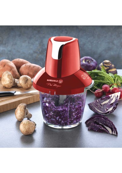 4 Bıçaklı Cam Doğrayıcı, Kırmızı, Pratik ve Şık Tasarım