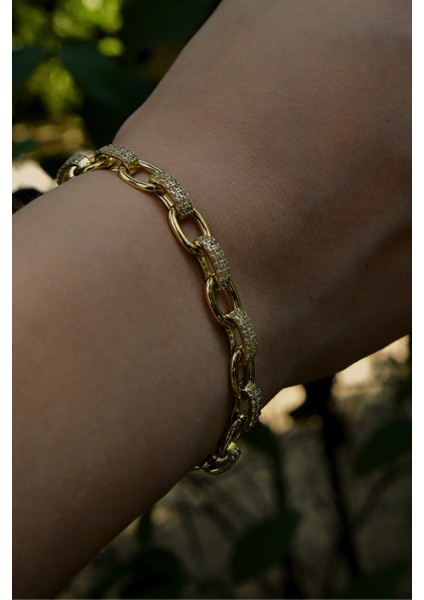 Xp Altın Kaplama Zarif Taş Işlemeli Kadın Çelik Görünümlü Xp Zincir Bileklik fırsatları