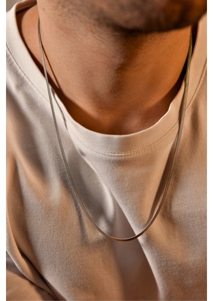 Italyan Ezme Model Unisex Çelik Zincir Kolye 4 mm