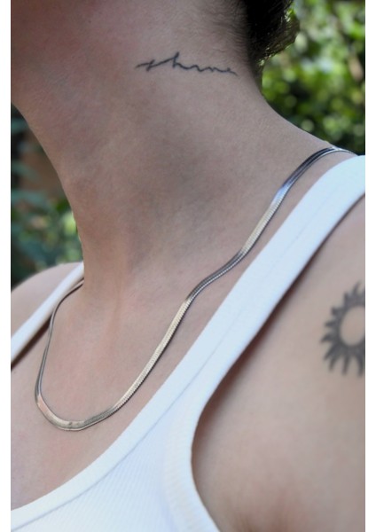 Italyan Ezme Model Unisex Çelik Zincir Kolye 4 mm modelleri