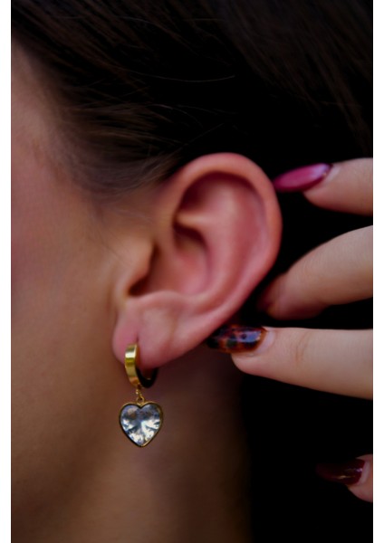 Zirkon Taşlı Kalp Model Sallantılı Çiftli Kadın Çelik Halka Küpe fiyatları