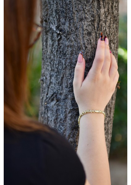 Xp Altın Kaplama Zirkon Taşlı Tırtıl Model Kadın Çelik Görünümkü Xp Zincir Bileklik modelleri