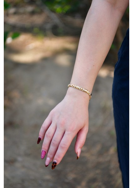 Xp Altın Kaplama Zirkon Taşlı Tırtıl Model Kadın Çelik Görünümkü Xp Zincir Bileklik fırsatları