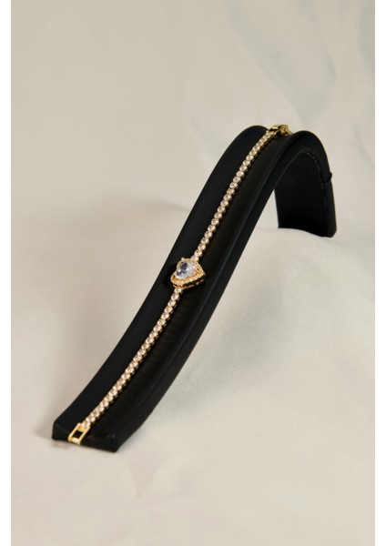 Kalpli Zirkon Taşlı Yuvarlak Sıralı Kadın Çelik Görünümlü Xp Zincir Bileklik