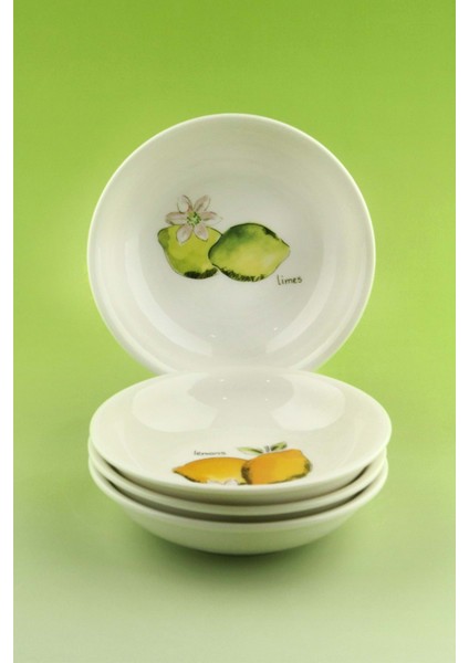 Limon 4 Parça Porselen Çerezlik