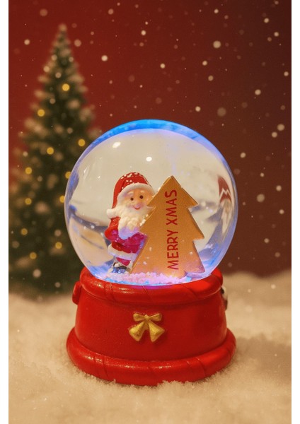 LED Işıklı Merry Xmas 2026 Noel Kar Küresi – 9 cm Orta Boy Dekoratif Hediye - 48 fiyatları