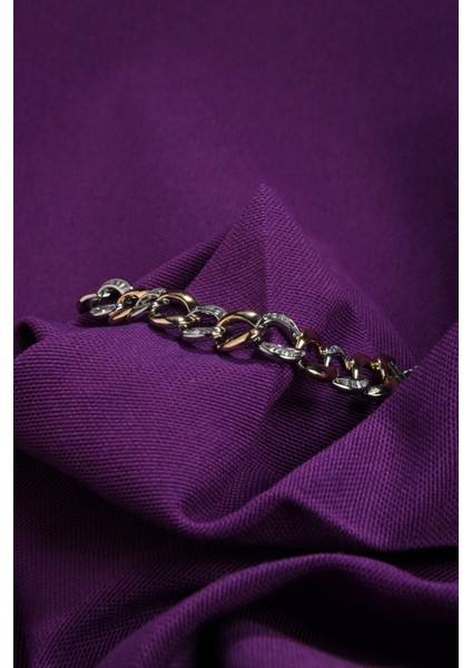 Çift Renkli Zirkon Taşlı Halka Model Kadın Çelik Görünümlü Xp Zincir Bileklik fiyatları