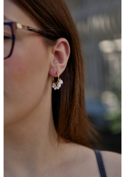 5 Taşlı Çift Halka Model Kadın Çelik Küpe fiyatları