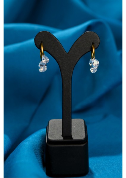 5 Taşlı Çift Halka Model Kadın Çelik Küpe fırsatları