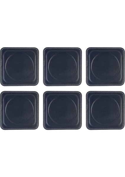 Bardak Altlığı,6’lı Set,masaüstü Yuvarlak Cup Coaster,vegan Suni DERI,11X11 Cm.,lacivert fırsatları