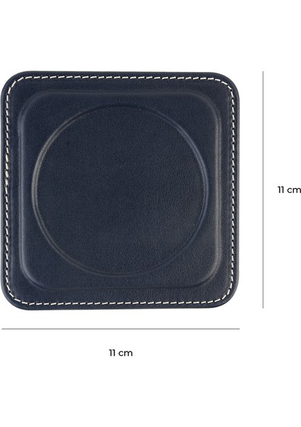 Bardak Altlığı,6’lı Set,masaüstü Yuvarlak Cup Coaster,vegan Suni DERI,11X11 Cm.,lacivert indirimleri
