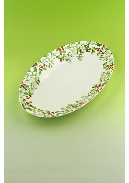 Holly Berries Büyük Boy Porselen Kayık Tabak