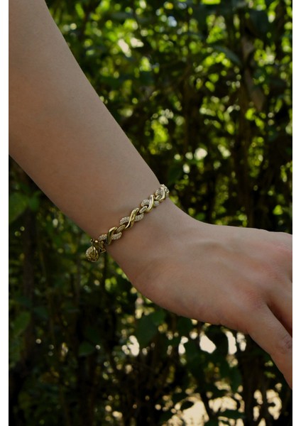 Zirkon Taşlı Atın Kaplama Kadın Çelik Görünümlü Xp Zincir Bileklik fiyatları