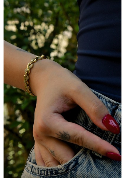 Zirkon Taşlı Atın Kaplama Kadın Çelik Görünümlü Xp Zincir Bileklik fırsatları