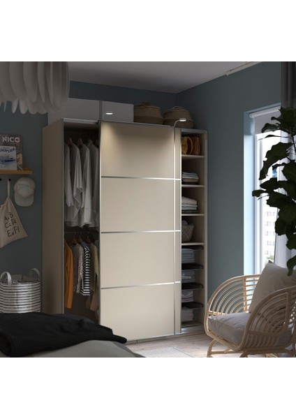 Pax Sürgü Kapaklı Gardırop, Bej, 150X66X201 Cm, Çift Taraflı Kapak modelleri