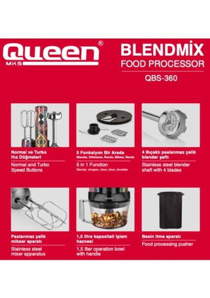 5'li Siyah Blender Seti, Güçlü ve Çok Fonksiyonlu Mutfak Aleti modelleri