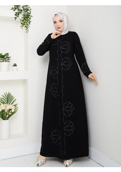 Lotus Çiçek Taşlı Büyük Beden Anne Elbisesi modelleri