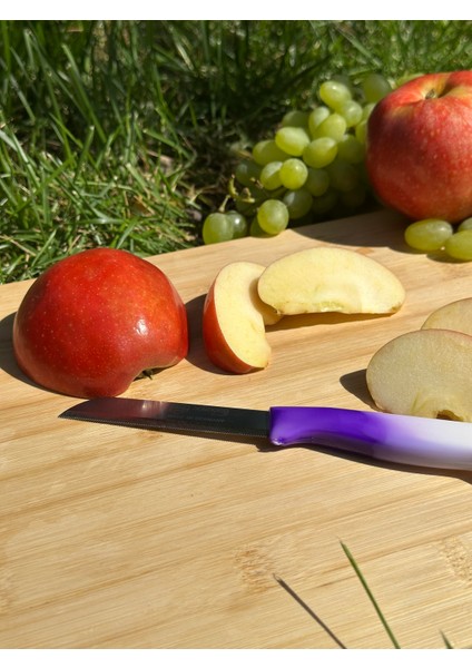 Ebruli Mor Tırtıklı Meyve Bıçağı – 18,5 Cm, Paslanmaz Alman Çeliği, Ergonomik Sap (Tekli) fiyatları