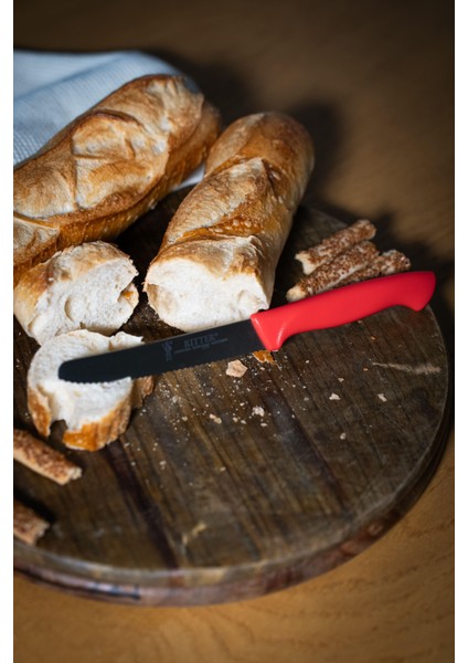 Kırmızı Sebze Bıçağı – Tırtıklı, 22 Cm, Paslanmaz Alman Çeliği, Ergonomik Sap (Tekli) fiyatları