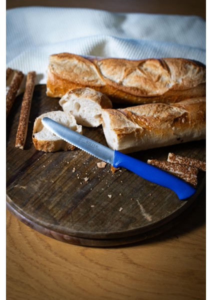 Mavi Sebze Bıçağı – Tırtıklı, 22 Cm, Paslanmaz Alman Çeliği, Ergonomik Sap (Tekli)