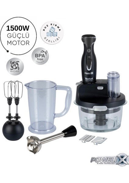 4 Bıçaklı 1500W Güçlü Cam Hazneli Blender ve Doğrayıcı, Siyah