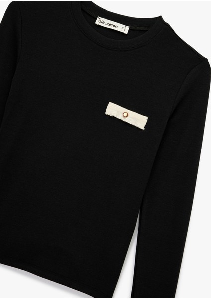 Düğmeli Uzun Kollu Cepli Modal Karışımlı Bisiklet Yaka Tişört modelleri