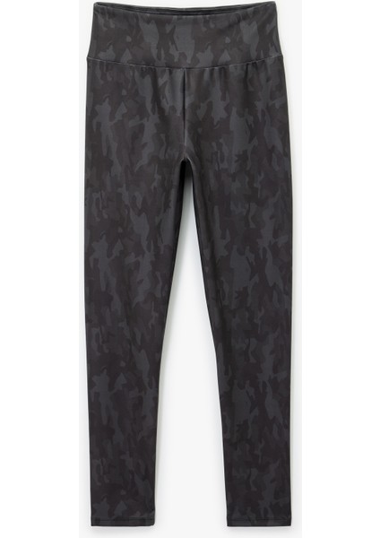 Kamuflaj Desenli Yüksek Bel Spor Tayt