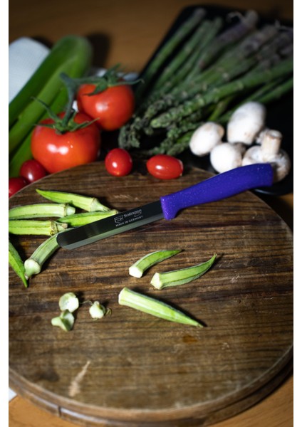 Mor Simli Ava Bıçak – 22 Cm, Tırtıklı Ağız, Paslanmaz Alman Çeliği fiyatları