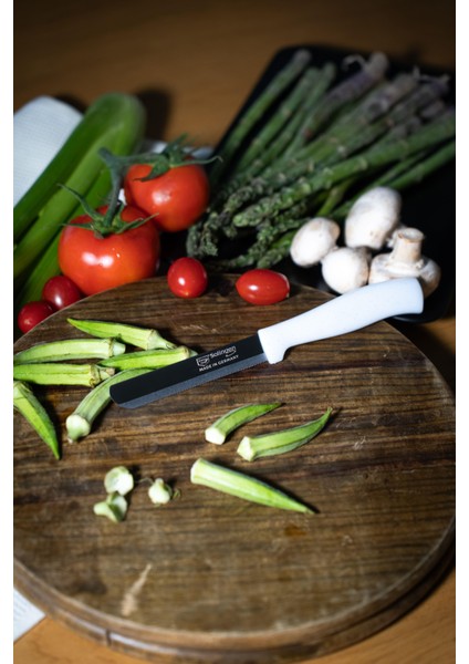 Beyaz Simli Ava Bıçak – 22 Cm, Tırtıklı Ağız, Paslanmaz Alman Çeliği