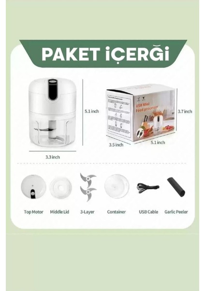 Şarjlı Sarımsak Rondo, 3 Bıçaklı, Pratik ve Mini, Beyaz Renkli fiyatları