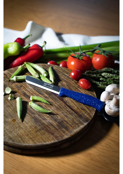 Mavi Simli Ava Bıçak – 22 Cm, Tırtıklı Ağız, Paslanmaz Alman Çeliği