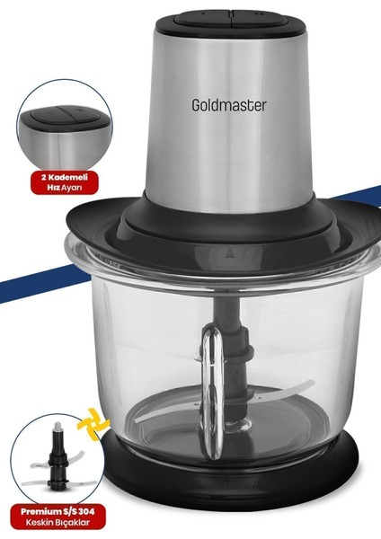 Büyük Cam Hazneli, 2 Kademe Ayarlı, 4 Bıçaklı Paslanmaz Doğrayıcı fırsatları